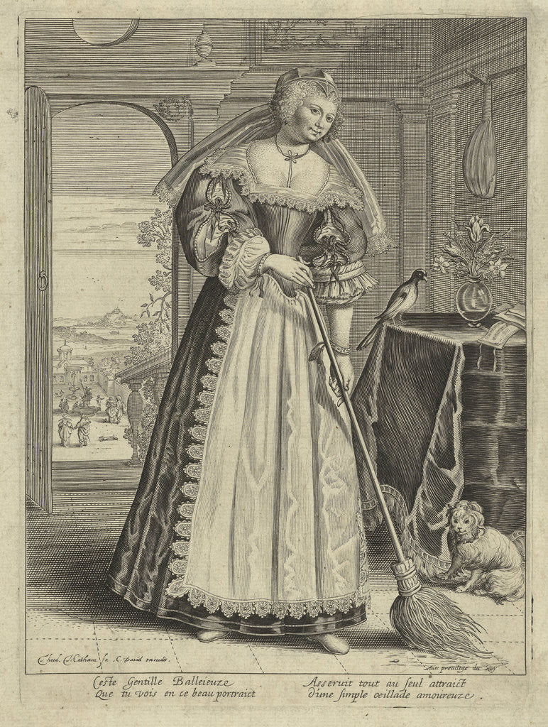 Detail of Woman with broom in an interior by Lodewijk XIII