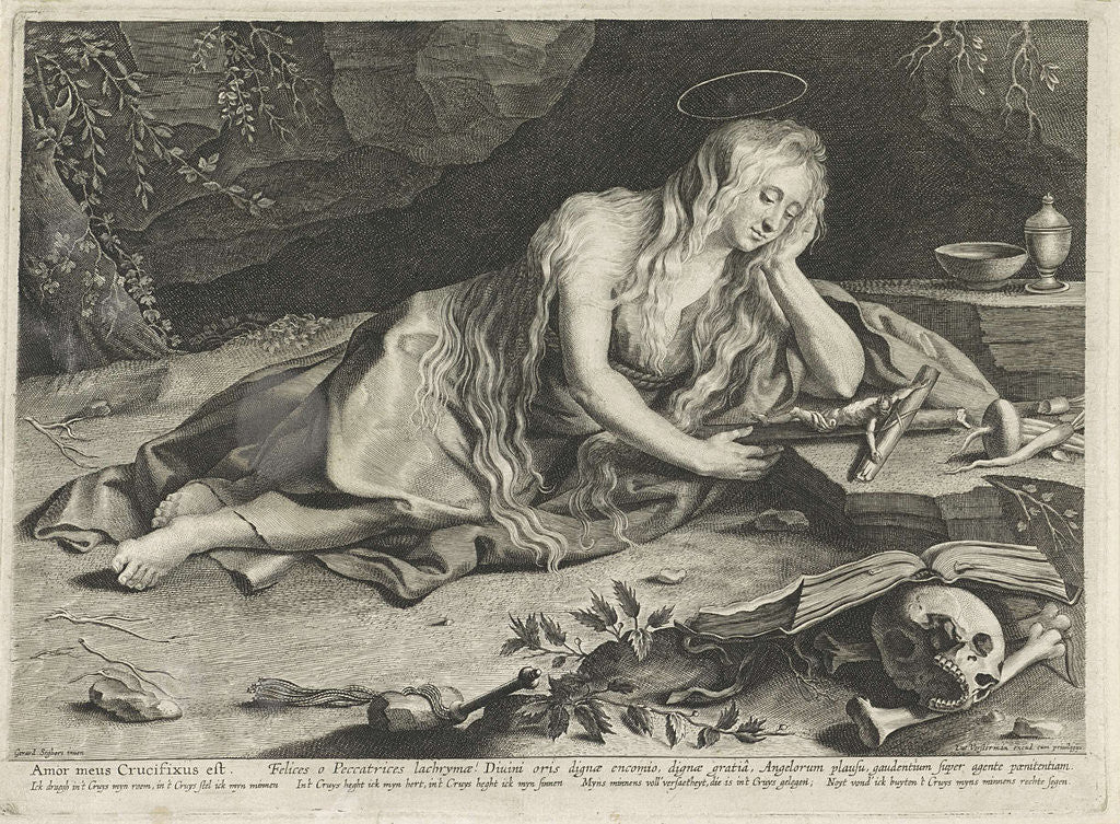 Detail of Penitent Mary Magdalene in a cave by Lucas Vorsterman I