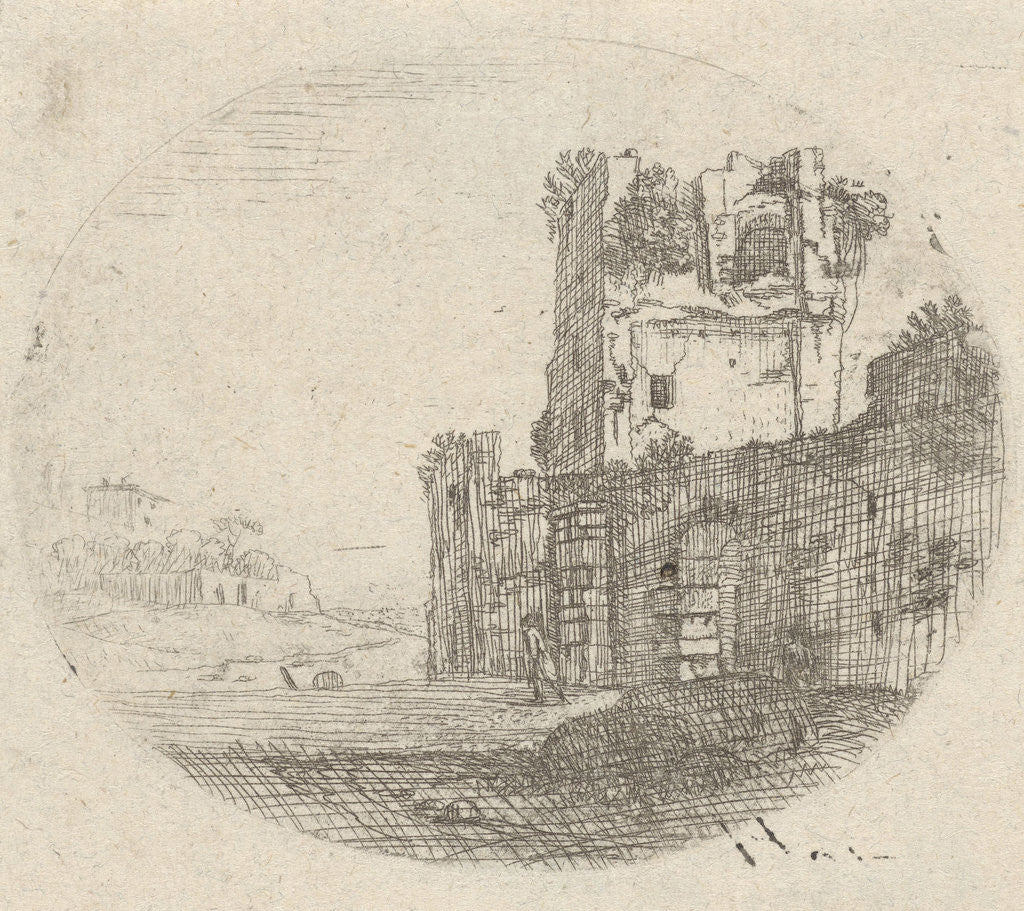 Detail of Ruin in a landscape by Jan van Nickelen