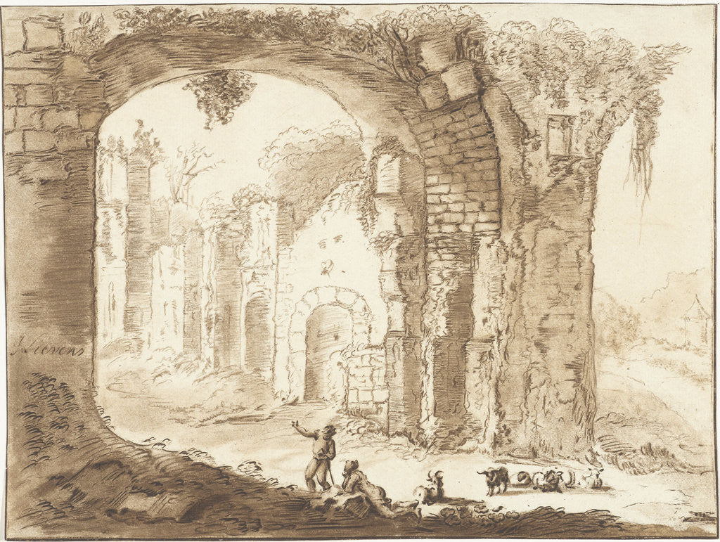 Detail of Landscape with ruins by Jurriaan Cootwijck