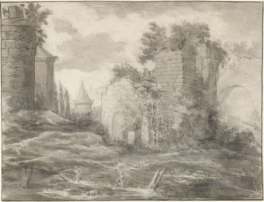 Detail of Landscape with ruins by Jurriaan Cootwijck