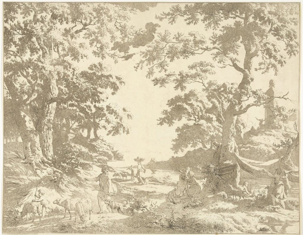 Detail of Arcadian landscape with Janus Picture by Hermanus Fock