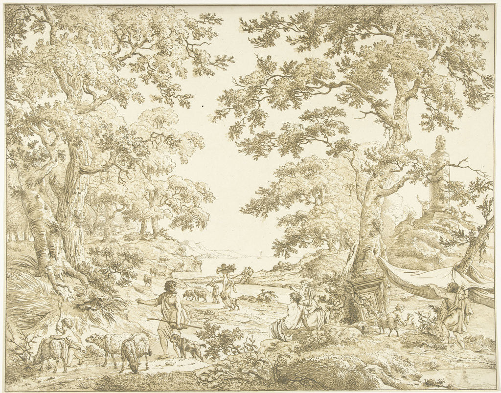 Detail of Arcadian landscape with Janus Picture by Hermanus Fock