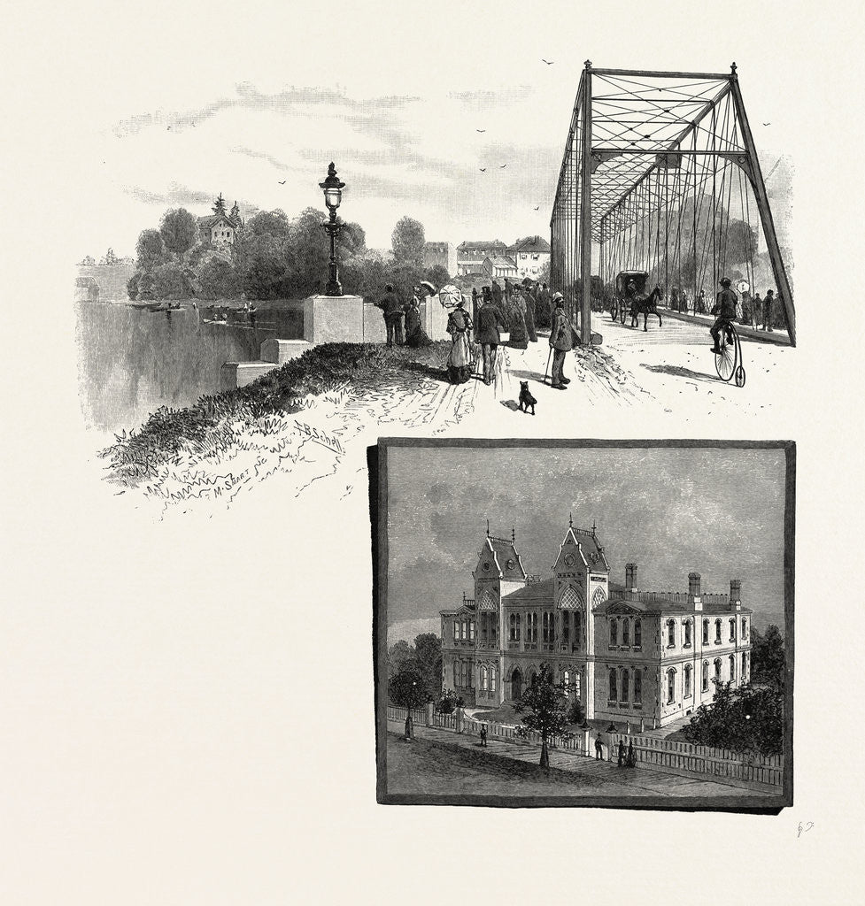 Detail of Lorne Bridge, Brantford (Top), Collegiate Institute, Brantford (Bottom), Canada by Anonymous