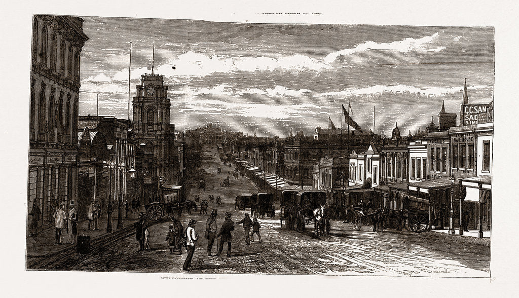 Detail of Melbourne 1880, View in Great Bourke Street, 1880, Australia by Anonymous