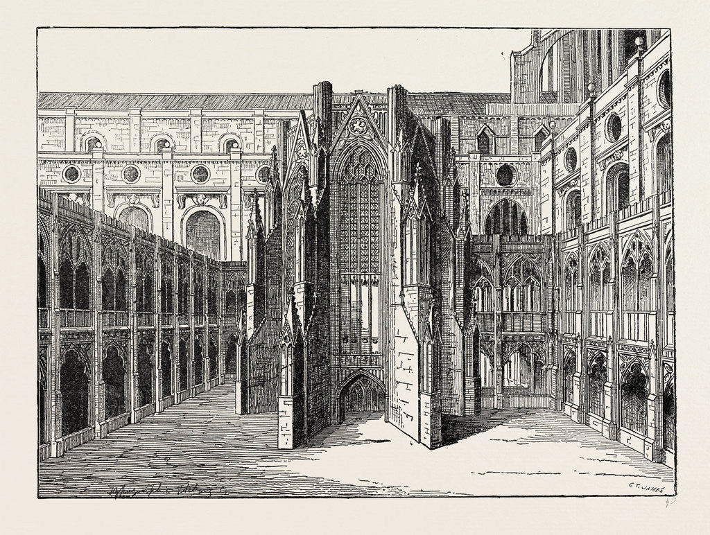 Detail of The Chapter House of Old St. Paul's, From A View By Hollar by Anonymous