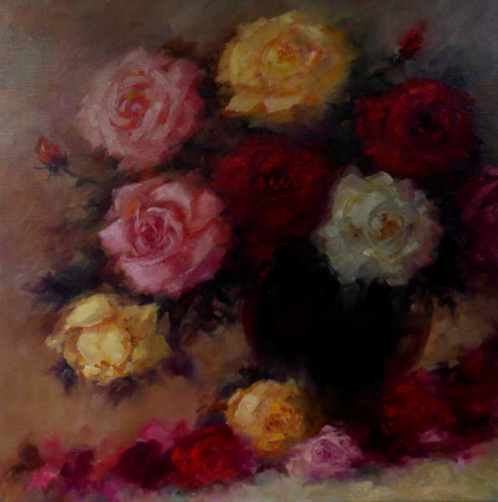 Detail of Winter Roses, 2018Vase of Roses by Lee Campbell