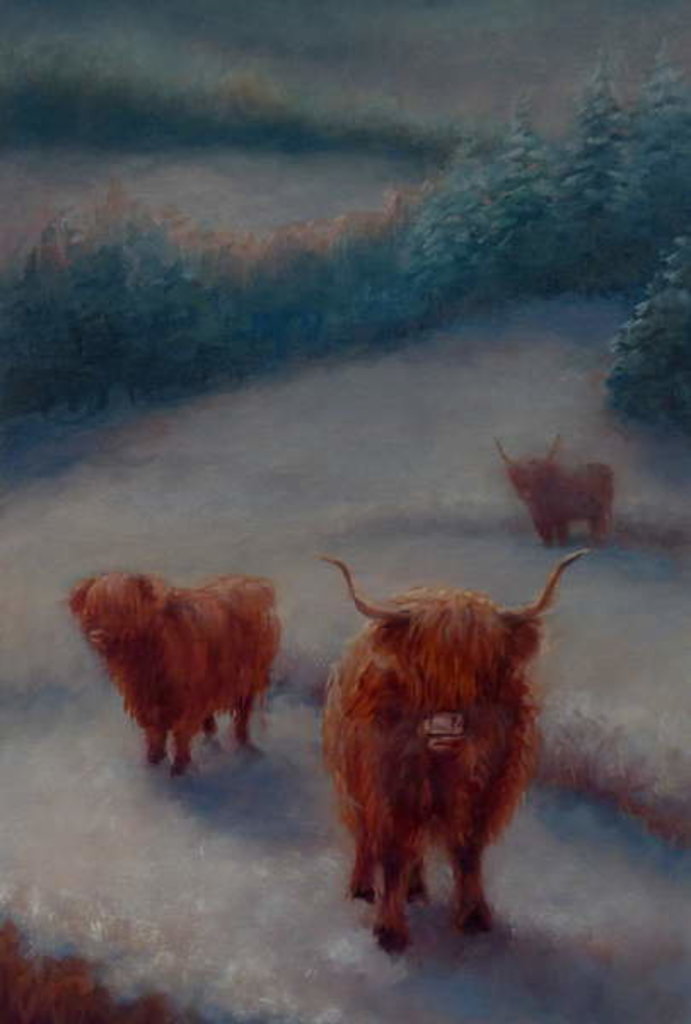 Detail of Highland Cattle, 2018 Scottish winter landscape by Lee Campbell