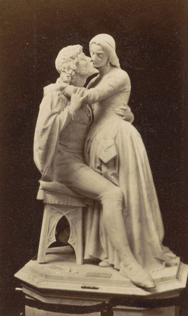 Detail of Statue of a kissing couple, possibly exhibited at the Paris, France World Exhibition in 1889 by Anonymous