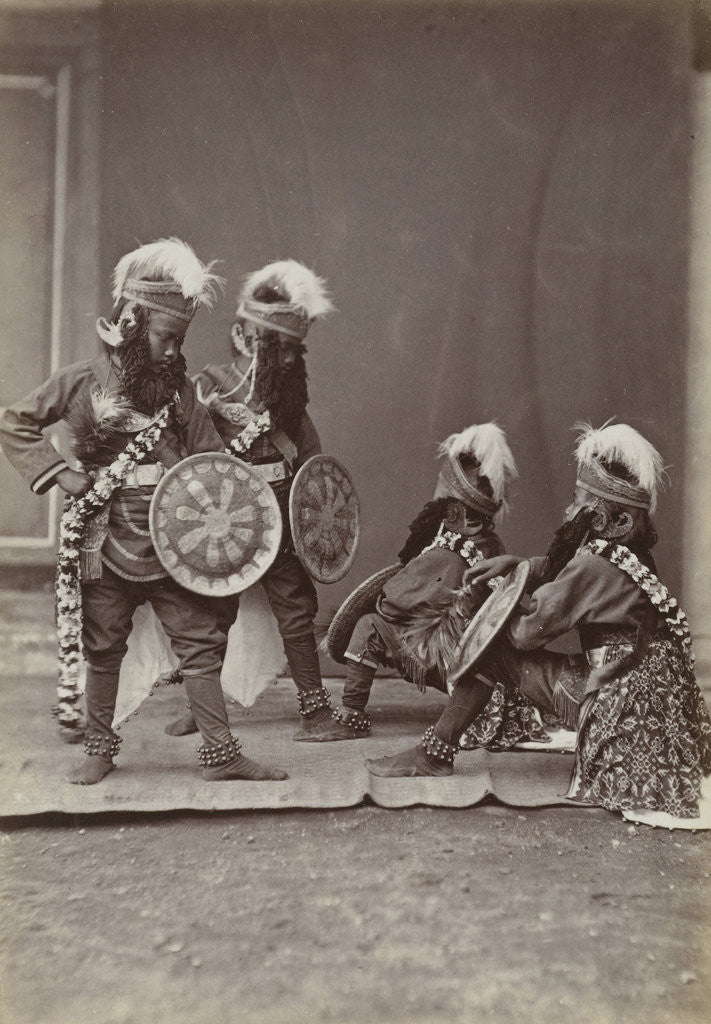 Detail of Studio Portrait of Java, Indonesianese boys dressed as warriors, Indonesia by Anonymous