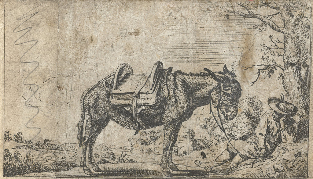 Detail of Man with donkey by Anonymous