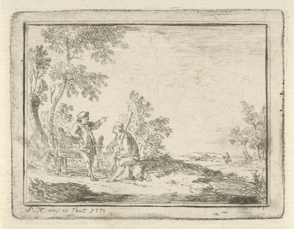 Detail of Landscape with farmer and shepherd by Simon Klapmuts