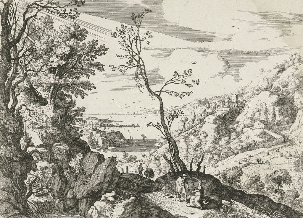 Detail of Landscape with Judah and Tamar by Franse kroon