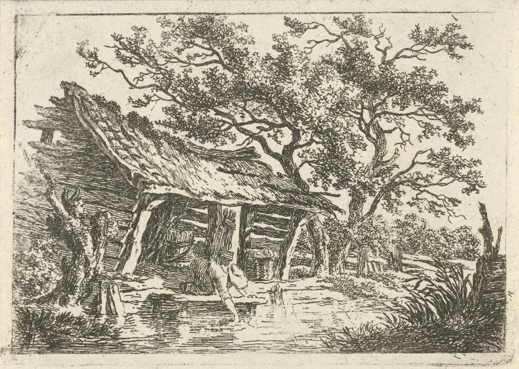 Detail of Landscape with a barn by François Joseph Pfeiffer II