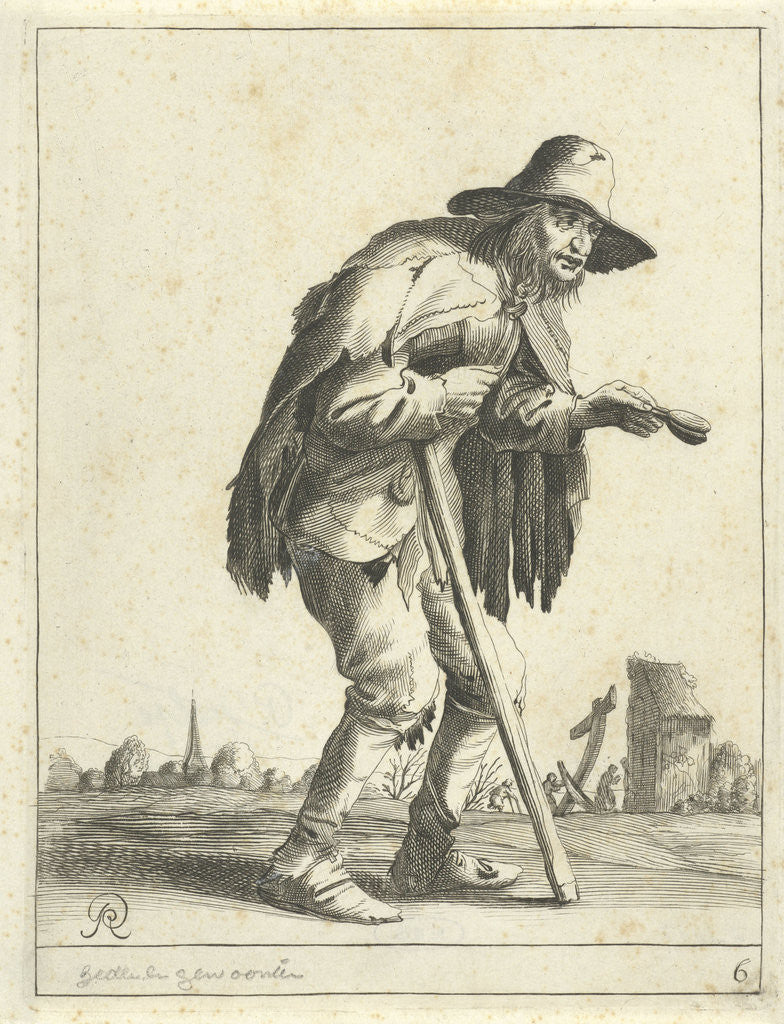 Detail of Leper beggar by Pieter Jansz. Quast