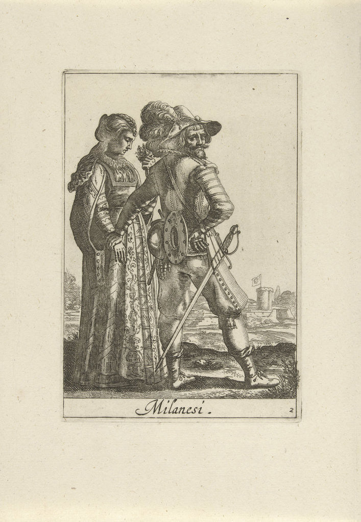 Detail of Couple dressed in the Milanese fashion by Johannes Covens and Cornelis Mortier