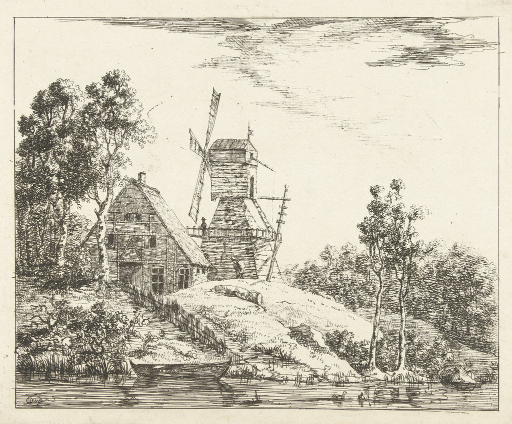 Detail of Landscape with farm and mill in Holstein by Dirk Vis Blokhuyzen