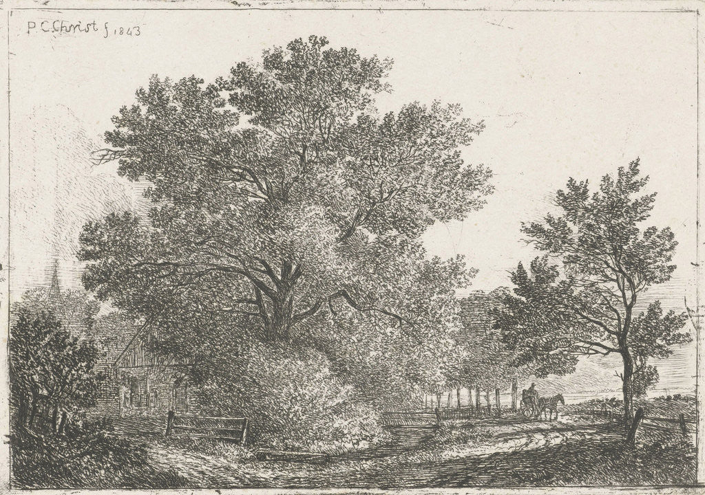 Detail of Landscape with big tree by Pieter Casper Christ