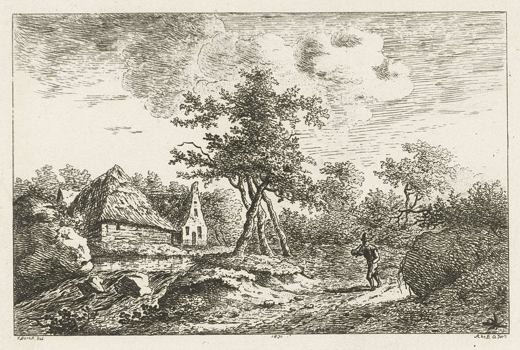 Detail of Landscape with farm by F. Bosch