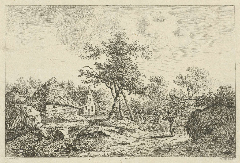 Detail of Landscape with farm by F. Bosch