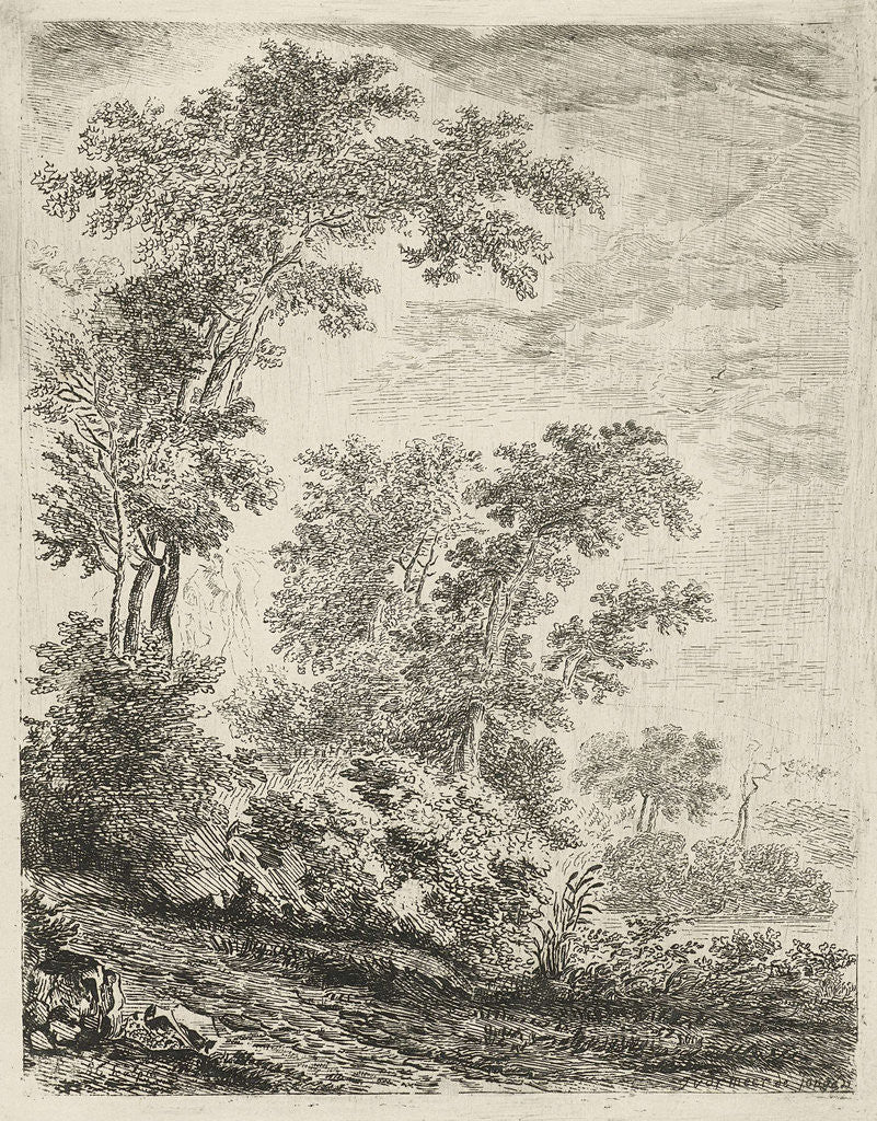 Detail of landscape with high trees by baron Reinierus Albertus Ludovicus van Isendoorn à Blois