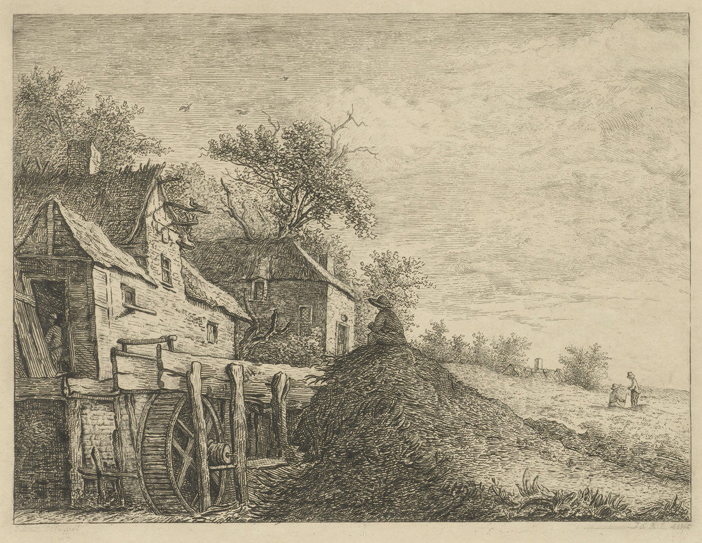 Detail of Watermill in a landscape by baron Reinierus Albertus Ludovicus van Isendoorn à Blois