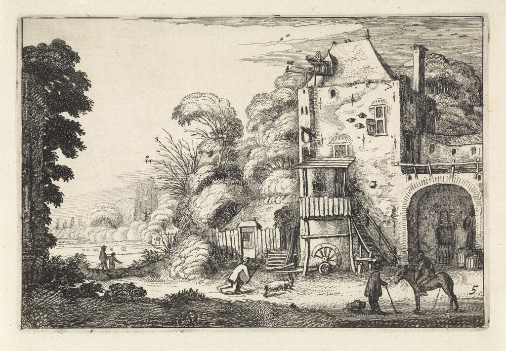 Detail of Inn in a landscape by Jan van de Velde II