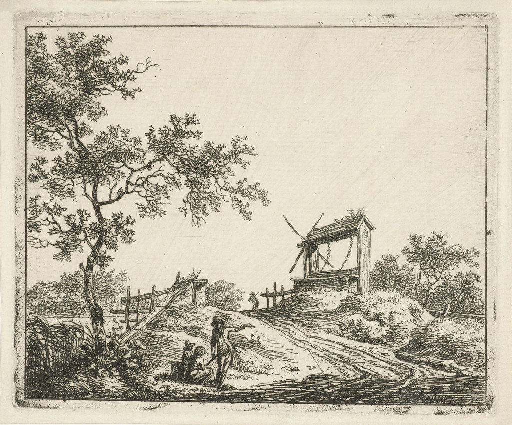 Detail of Landscape with well by Hermanus Fock