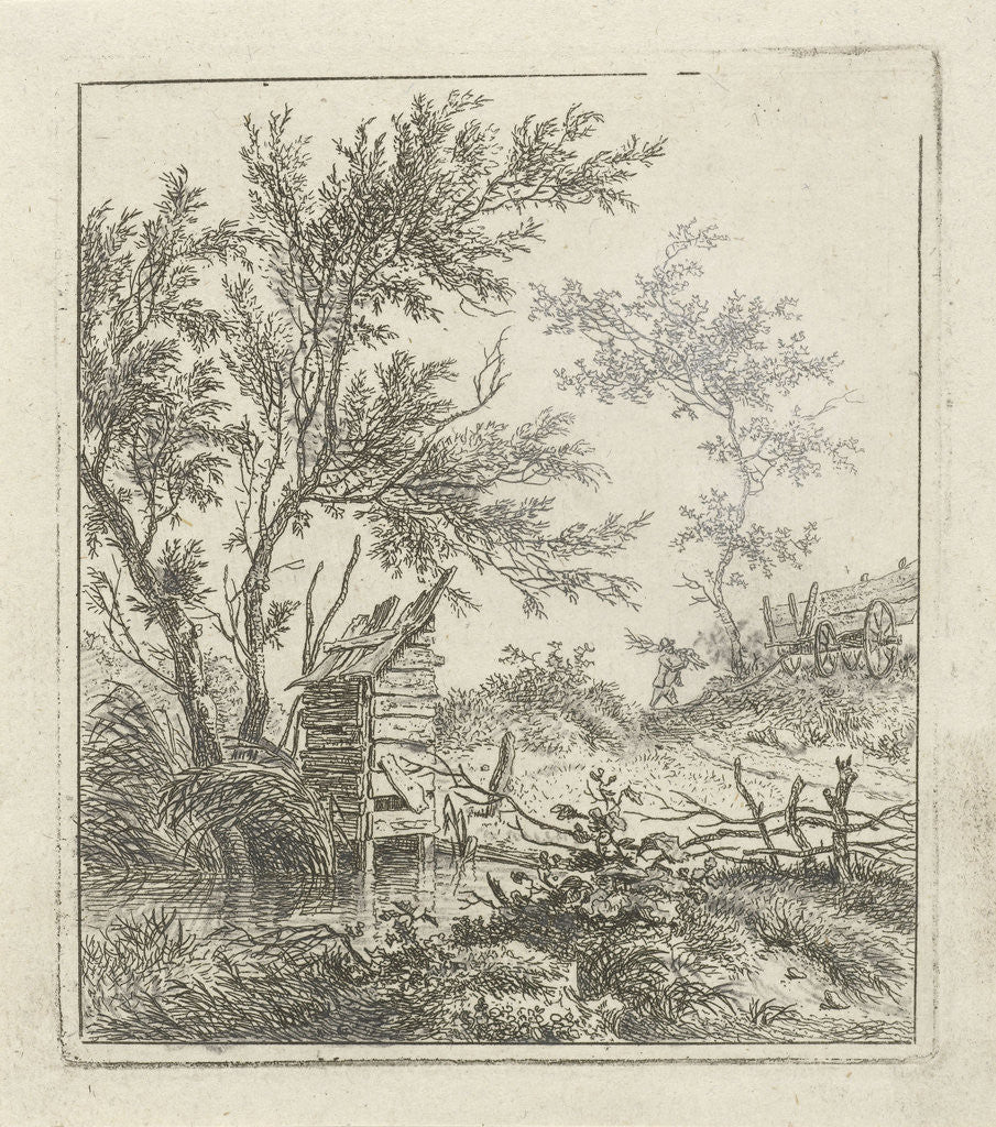 Detail of Landscape with L'homme qui achète le bois by Hermanus Fock