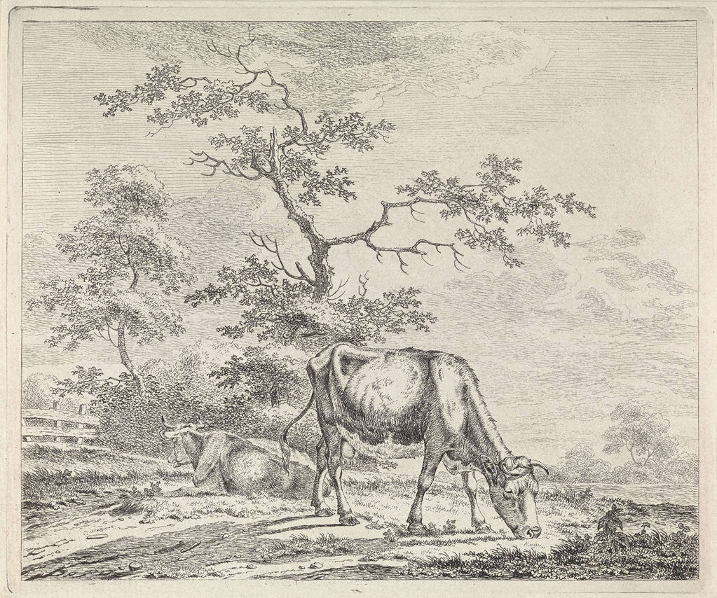 Detail of landscape with grazing cow by Pieter Janson