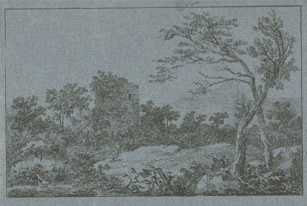 Detail of Landscape with ruins by Gerardus Emaus de Micault