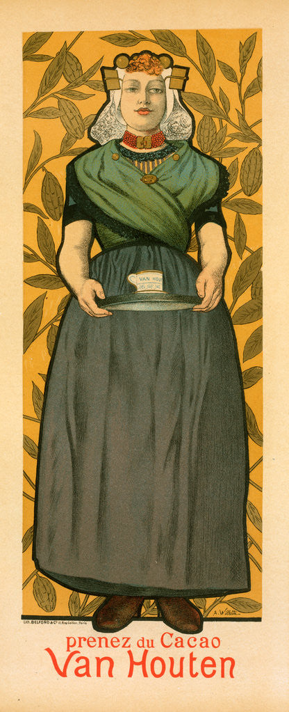 Detail of Poster for le Cacao Van Houten by Adolphe Willette