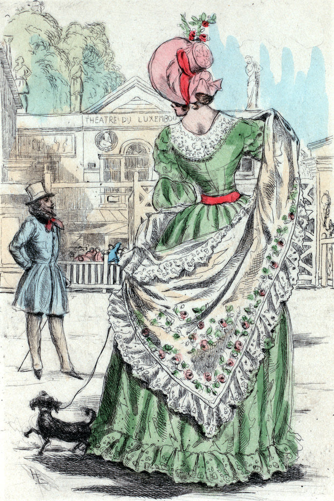 Detail of 1843, Women's fashion in nineteenth-century Paris by Henri Boutet