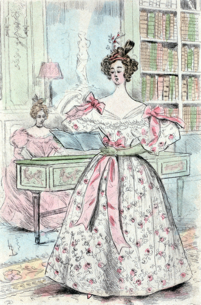 Detail of 1835, Women's fashion in nineteenth-century Paris by Henri Boutet
