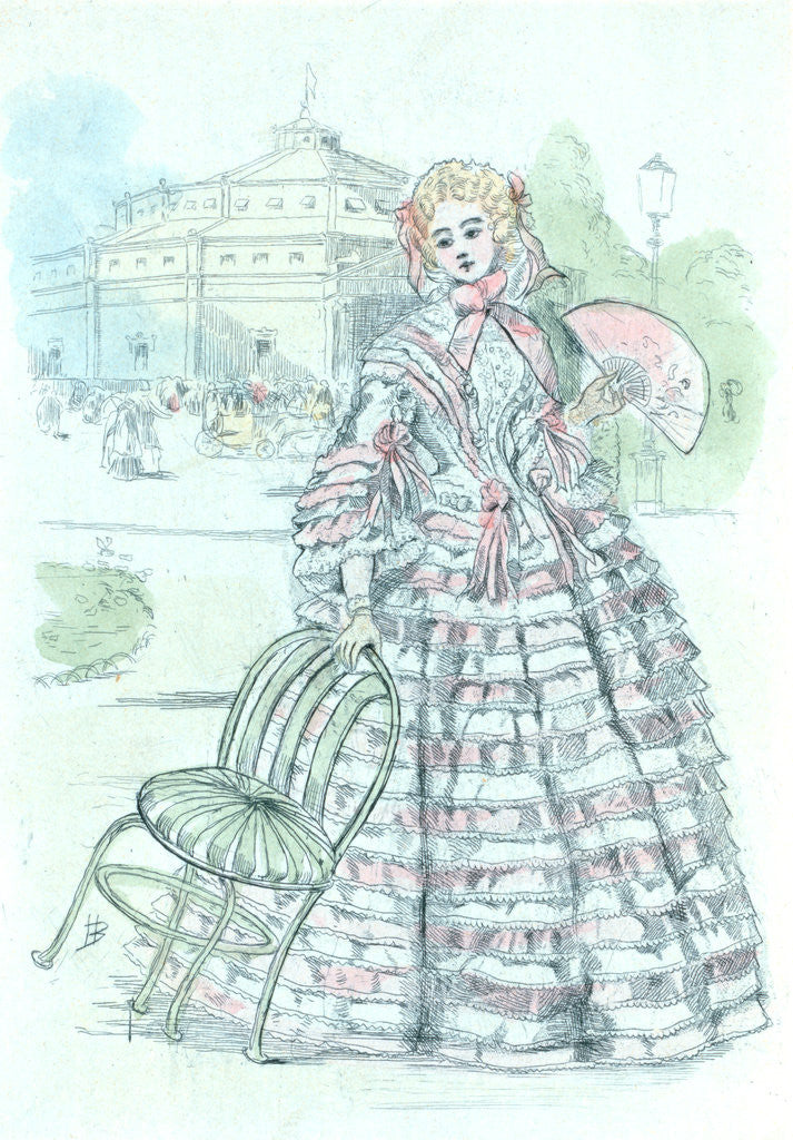 Detail of 1861, Women's fashion in nineteenth-century Paris by Henri Boutet