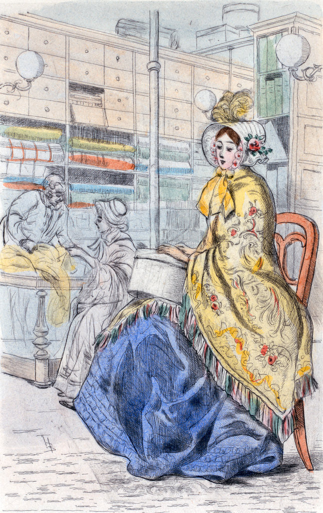 Detail of 1847, Women's fashion in nineteenth-century Paris by Henri Boutet