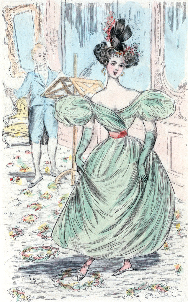Detail of 1826, Women's fashion in nineteenth-century Paris by Henri Boutet