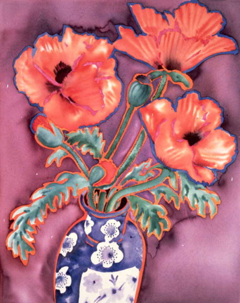 Detail of Poppies in Chinese Vase by Lillian Delevoryas