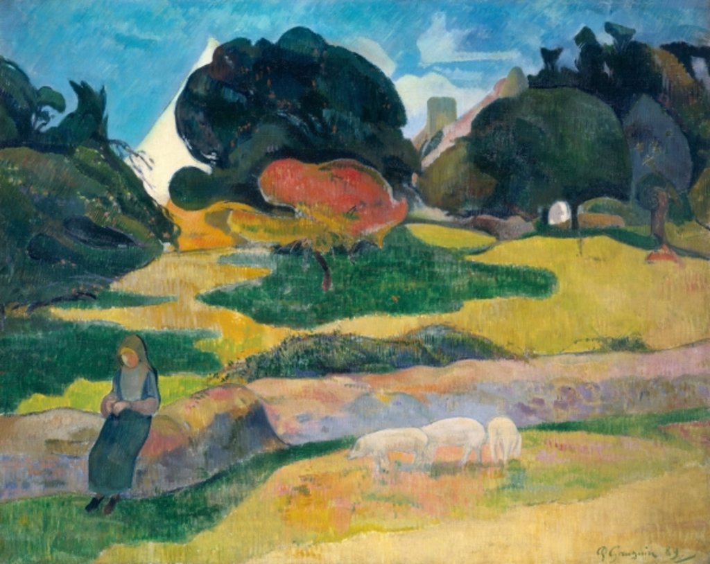 Detail of The Pig Field; Le Gardeuse de Porcs, 1889 by Paul Gauguin