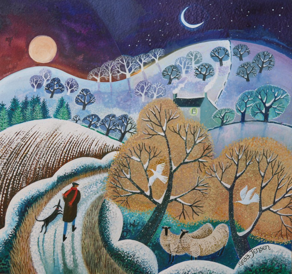 Detail of Snowy Winter Walk, 2017 by Lisa Graa Jensen