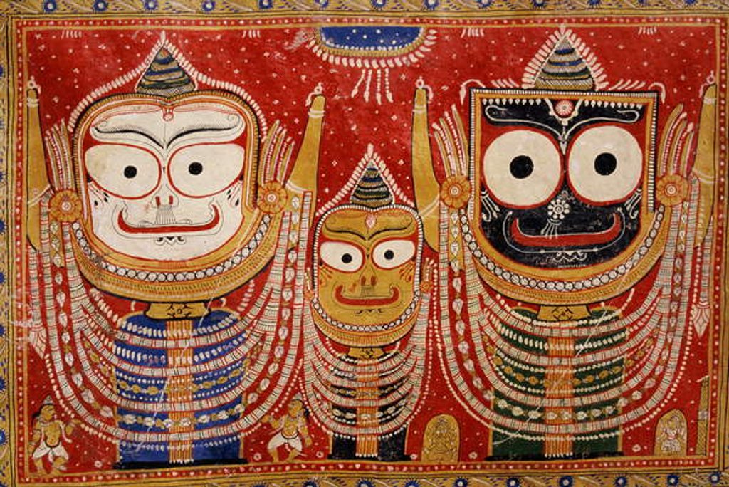 Detail of Jagannath, painted on the wall of a house by School Indian