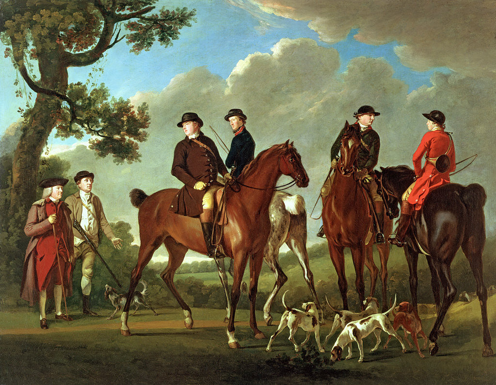 Detail of Sir Thomas Gascoigne and Sir Walter Vavasour with the Priest, the Vicar and Hunt Servants, 1785 by English School