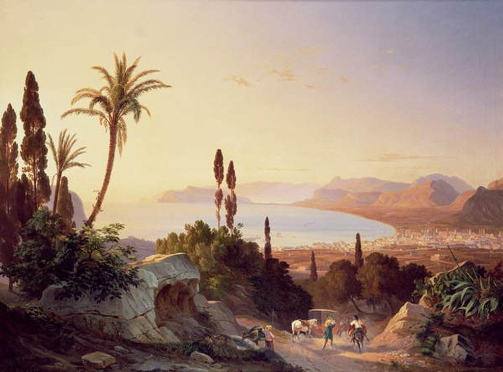 Detail of Gulf of Palermo, looking towards Cape Zafferano, c.1845 by Carl Wilhelm Goetzloff