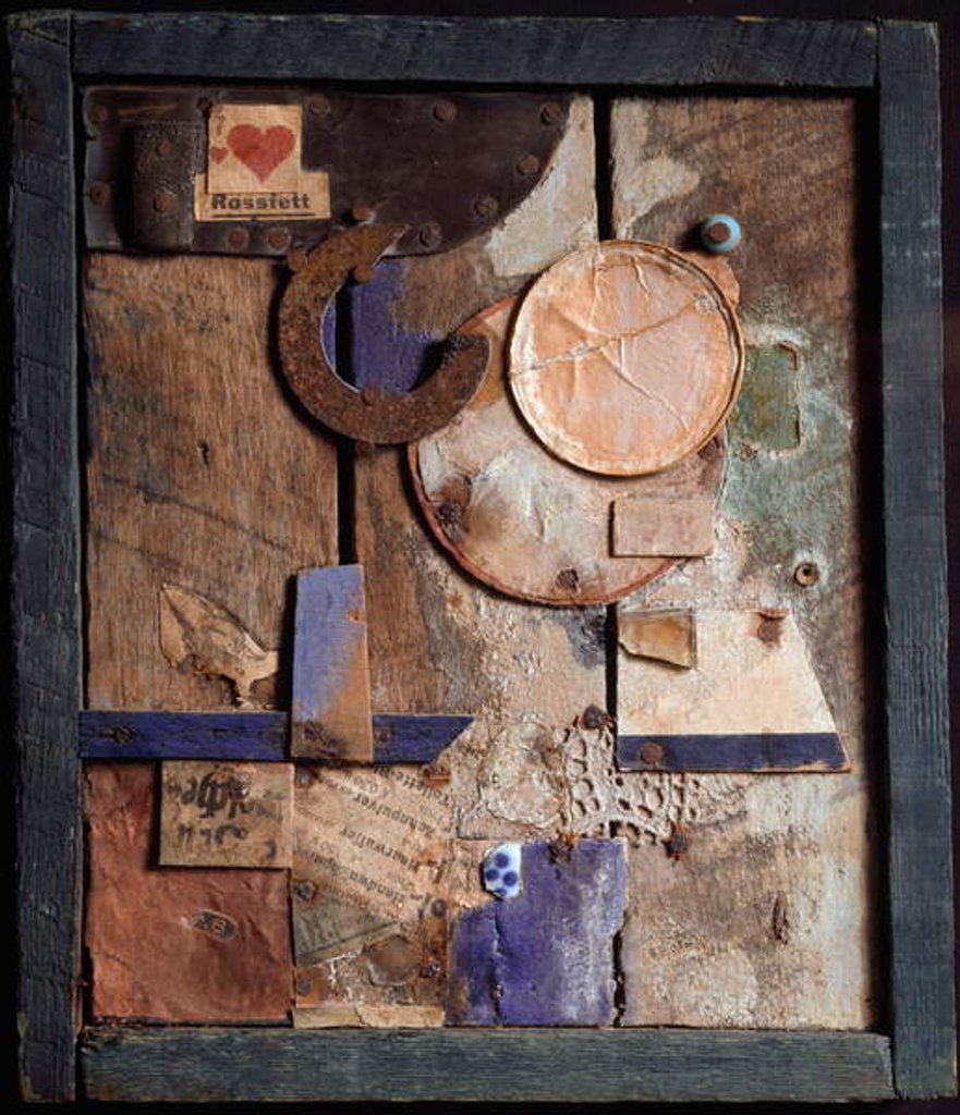 Detail of Merzbild Rossfett Assembly of Wood and Painting by Kurt Schwitters 1918-1919 Geneva, Museum of Art and History by Kurt Schwitters