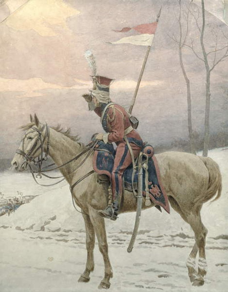 Detail of A Lancer of Napoleon's Polish Guards on Winter Patrol by Jan van Chelminski