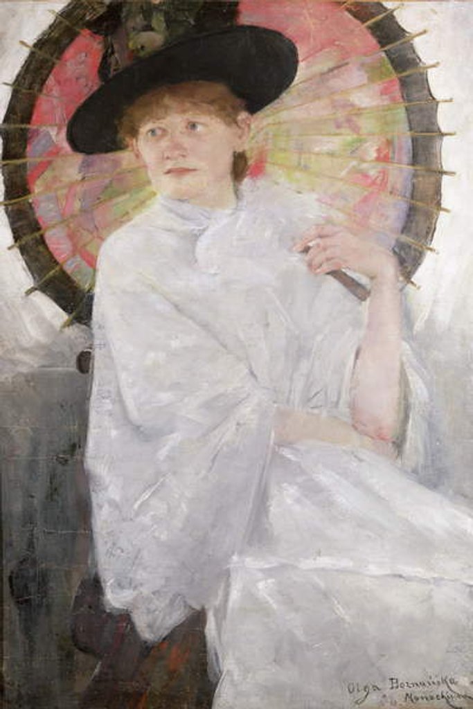 Detail of Portrait of a Lady with a Japanese Parasol by Olga Boznanska