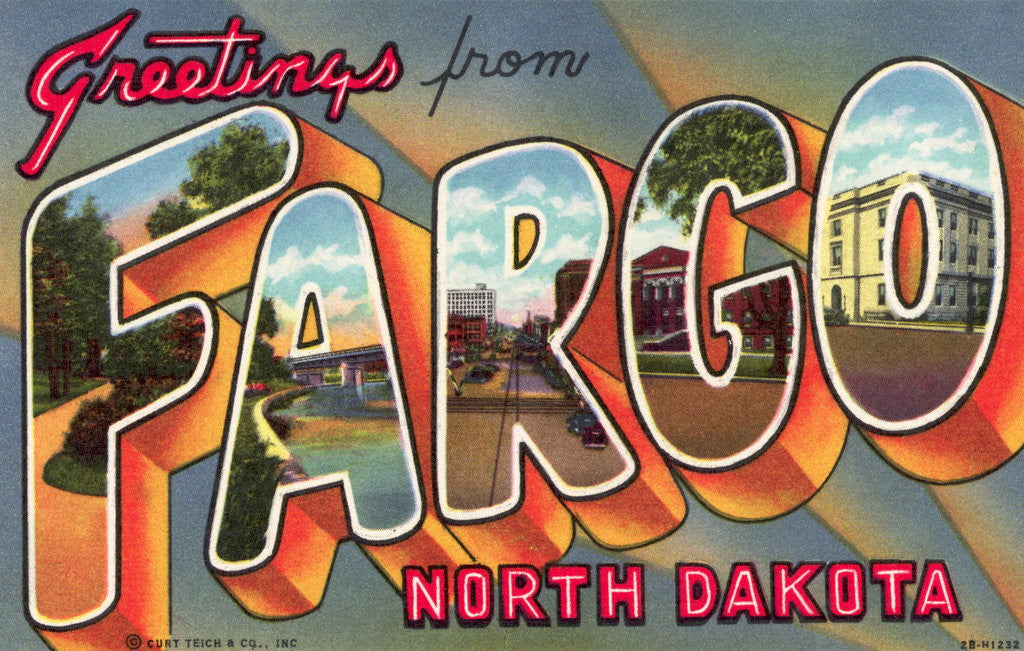 Detail of Greetings from Fargo, North Dakota Postcard by Corbis