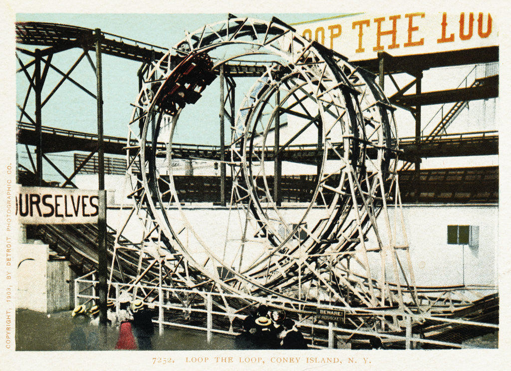 Detail of Loop the Loop, Coney Island, N.Y. Postcard by Corbis