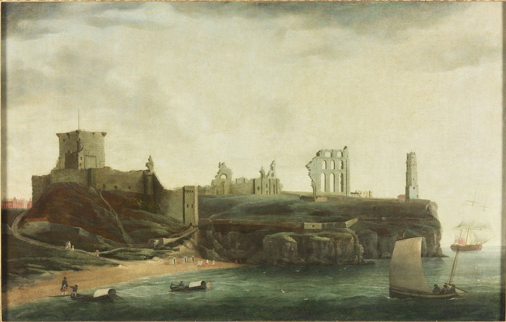 Detail of Figures and Bathing Machines in the Bay below Tynemouth Castle by Waters