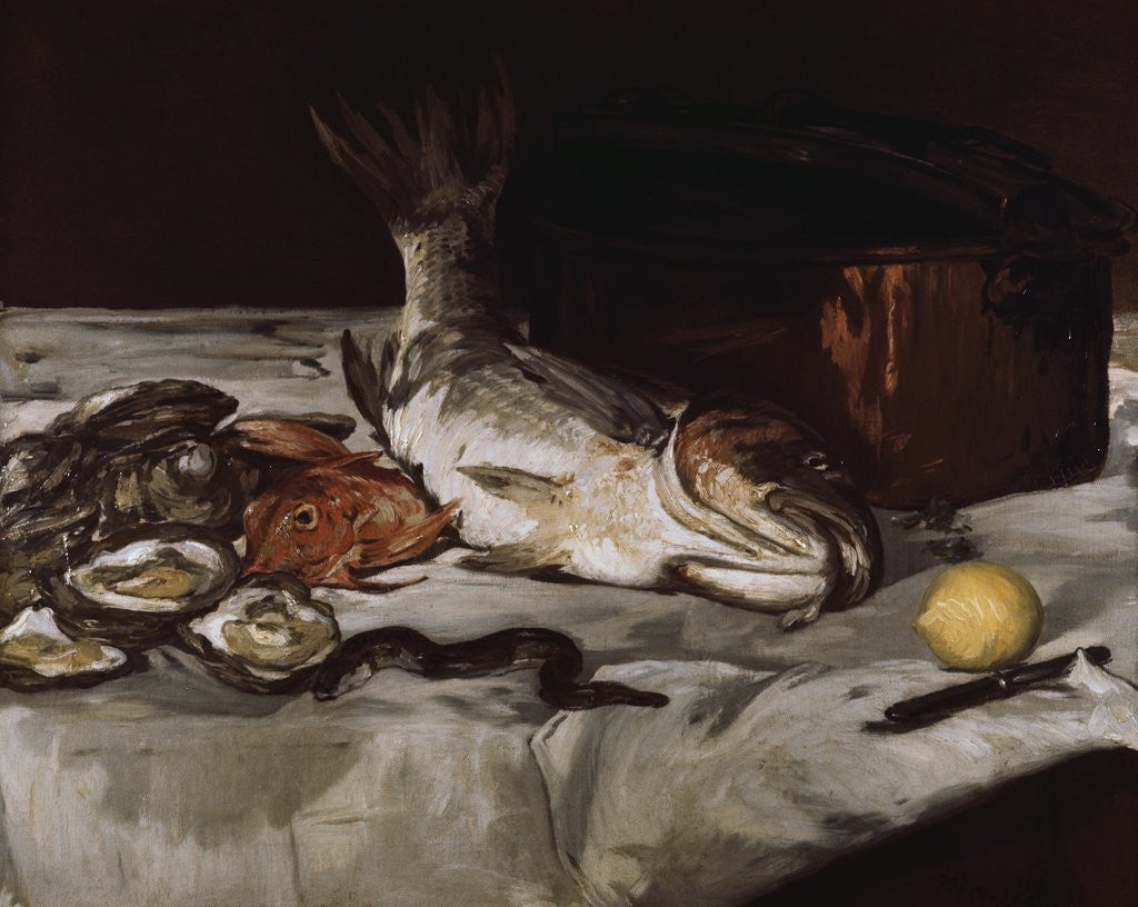 Detail of Still Life with Carp by Edouard Manet